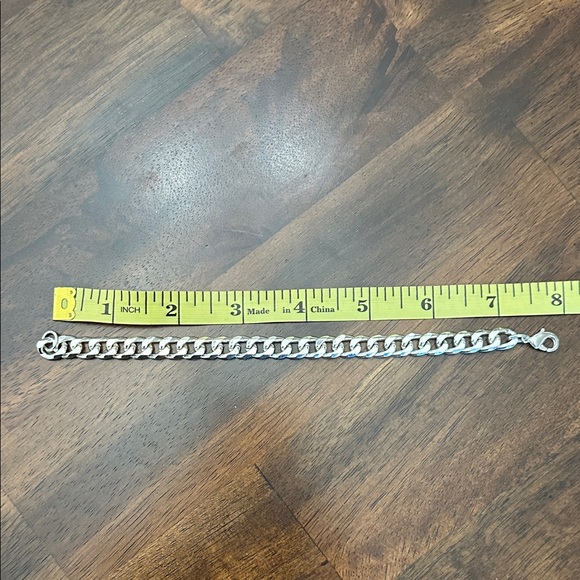 Silver  Cuban Chain Necklace and Bracelet Set 18” necklace - Picture 2 of 4